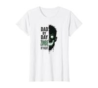 Dad by Day Zombie by Night: Spooky Father's Gift T-Shirt, Women, White, S