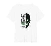 Dad by Day Zombie by Night: Spooky Father's Gift T-Shirt, Women's Plus, White, 2X