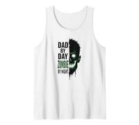 Dad by Day Zombie by Night: Spooky Father's Gift Tank Top, Men, White, M