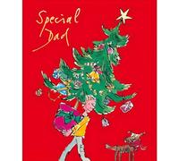 Dad Christmas Card - Special Dad - Quentin Blake Illustration - Christmas Tree and Dog - Artistic Design - Special Finish - Made in the UK - Eco-Friendly