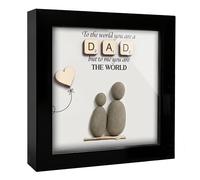 Dad Christmas Gifts Pebble Art Framed Thank You Gifts for Dad from Daughter Son, To the World You Are a Dad Family Rock Frame Wall Art Birthday Gift for Him Daddy Papa Grandpa Desk Decor S19