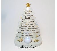 Dad Christmas Tree Graveside Memorial Ornament Robin, Flickering Tealight Candle, 5055361731167