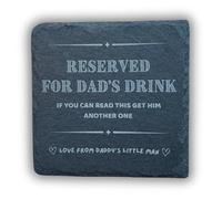Dad Coaster - Reserved For Dad's Drink, If You Can Read This Get Him Another One - Perfect Dad Coaster from Daughter or Son, Funny Dad Coaster (Daddy’s Little Man)