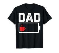 Dad Coffee Exhausted Tired Daddy Low Energy Battery T-Shirt