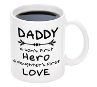 Dad Coffee Mug Daddy Son's Hero Daughter's Love Mug Fathers Day Mug Cup Fathers Day for Dad Daddy Fathers Day Mugs from Daughter Son Father's Day Birthday Gifts