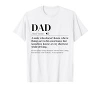Dad Definition A Male Who Doesn’t Know Things are Dad Humor T-Shirt