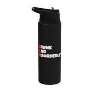 DAD Drunk and Disorderly - Dad Joke Present - Funny Drinking Stainless Steel Insulated Water Bottle