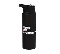 DAD Drunk and Disorderly - Dad Joke Present - Funny Drinking Stainless Steel Insulated Water Bottle