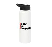 DAD Drunk and Disorderly - Dad Joke Present - Funny Drinking Stainless Steel Insulated Water Bottle