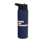 DAD Drunk and Disorderly - Dad Joke Present - Funny Drinking Stainless Steel Insulated Water Bottle