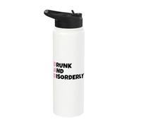 DAD Drunk and Disorderly - Dad Joke Present - Funny Drinking Stainless Steel Insulated Water Bottle
