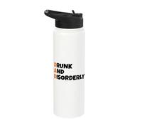 DAD Drunk and Disorderly - Dad Joke Present - Funny Drinking Stainless Steel Insulated Water Bottle