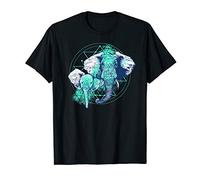 Dad Elephant and Baby on sacred Geometry - Daddy Elephant T-Shirt