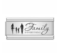 Dad Family Daughter Worlds Best Mom Mum Superlink Double Charm Silver Italian 9mm Link Stainless Steel Bracelet Compatible With Modular 9mm Link (Family Is Everyhting Superlink Double Charm)