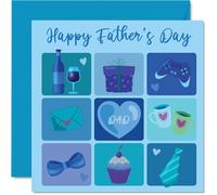 Dad Fathers Day Card - Grid Nine - Happy Fathers Day Card for Dad from Son Daughter, 145mm Grid Nine Bday Greeting Cards