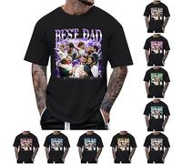 Dad Father's Day Gift Personalized T-Shirt Face Photo Father's Day Printed T Shirt Funny Mother's Day Gift New Year Of Birth Cotton Gift, D-Hot Pink, XL