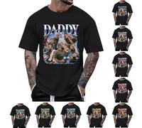 Dad Father's Day Gift Personalized T-Shirt Face Photo Father's Day Printed T Shirt Funny Mother's Day Gift New Year Of Birth Cotton Gift, Sky Blue, XL