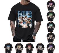 Dad Father's Day Gift Personalized T-Shirt Face Photo Father's Day Printed T Shirt Funny Mother's Day Gift New Year Of Birth Cotton Gift, C-Purple., XL