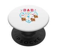 DAD Father's Day Heart Shape Three Cute Chow Chow Chow Chows PopSockets Adhesive PopGrip
