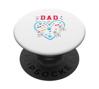 DAD Father's Day Heart Shape Three Cute Poodles Owner PopSockets Adhesive PopGrip