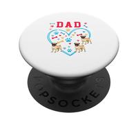 DAD Father's Day Heart Shape Three Cute Pugs Owner PopSockets Adhesive PopGrip