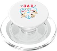 DAD Father's Day Heart Shape Three Cute Pugs Owner PopSockets PopGrip for MagSafe