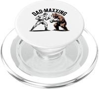 Dad Fighting Grizzly Bear Dad-Maxxing Funny Fathers Day PopSockets PopGrip for MagSafe
