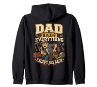 Dad Fixes Everything Except His Back, Funny Mechanic Fathers Zip Hoodie