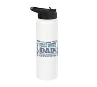 Dad Funny Hard Working Protector Hero Patient Smart Tough Stainless Steel Insulated Water Bottle