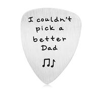 Dad Gift for Father's Day Stainless Steel, I Couldn't Pick a Better Dad Guitar Pick, Inspirational Daddy Jewelry Gifts from Daughter Son, Christmas Birthday Gifts for Dad (1#)