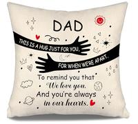 Dad Gift from Children Hug Cushion Cover-Dad This Is A Hug Just for You For When We're Apart To Remind You That We Love You And You're Always In Our Hearts Father's Day Birthday