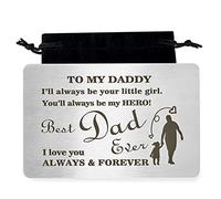 Dad Gift from Daughter, Metal Wallet Card Insert for Father's Day Gift for Dad Father Daddy Papa, I’ll Always Be Your Little Girl You’ll Always Be My Hero Daddy Present Father’s Gift