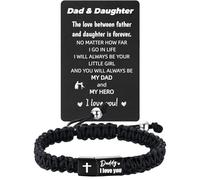 Dad Gift from Daughter Son, Cross Bracelet and Wallet Card for Father, Father's Day Birthday Christmas Gift, One Size, Stainless Steel, no gemstone