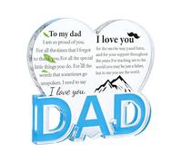 Dad Gifts, Fathers Day Gift- Acrylic Heart Plaque 10x10Cm, Transparent Heart Shaped Acrylic Desktop Decorations, Suitable For Christmas, Birthdays, Anniversaries Father Present