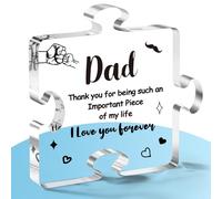 Dad Gifts for Fathers Day from Daughter Son: Linkax Personalised Dad Birthday Gifts for Step Dad Daddy Grandad Husband, Puzzle Shaped Acrylic Plaques Home Decorations