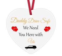 Dad Gifts from Daughter Son Daddy Drive Safe We Need You Here with Us Ceramic Ornament Birthday Christmas Ornament for Dad for Trucker Dad