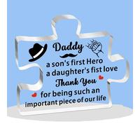 Dad Gifts from Daughter Son -Gifts for Daddy Birthday Chrsitmas Fathers Day Acrylic Plaque a Son's Hero a Daughter's Love