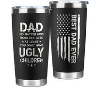 Dad Gifts from Daughter, Son, Kids - Funny Birthday, Fathers Day, Christmas Gift Ideas - Presents for Father, Daddy, Papa, Men - Coffee Drinking Cup with Lid - 20 Oz Stainless Steel Black Tumbler