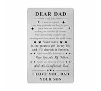 Dad Gifts from Son - I Love You Dad Engraved Metal Card - Birthday Fathers Day Christmas Card from Son