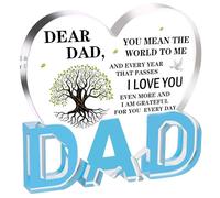 Dad Gifts, Gifts for Dad - Acrylic Heart Plaque 3.9 × 3.7 × 0.4inch, Dad Birthday Gifts from Daughter, Son, Fathers Day, Birthday, Christmas Gifts for Dad, New Dad, Stepfather, Best Dad Gifts