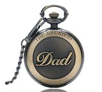 Dad Gifts Series Retro DAD Quartz Pocket Watch Casual Necklace Pendant Antique Style Steampunk Men Chain Watch Super Father's Day Gift (D)