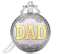 Dad Gifts Series Retro DAD Quartz Pocket Watch Casual Necklace Pendant Antique Style Steampunk Men Chain Watch Super Father's Day Gift (E)