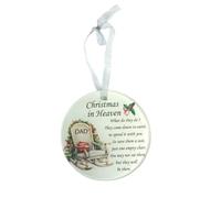 DAD Glass Memorial Christmas In Heaven Hanging Ornament Plaque