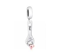 Dad Grandad Son Memorial Rose Gold Love Heart Spanner Wrench Tool Charm Bead Pendant 925 Sterling Silver Compatible With Pandora Charm Moments Bracelet (Dad Spanner Wrench)