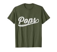 Dad Grandpa Fathers Day - Pops T-Shirt, Men, Olive Green, Large