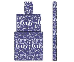 Dad Holographic Aluminized Foil Blue Wrapping Paper - 1 Mini Roll 43x300cm Per roll - Gift Wrap For Daddy Men On His Birthday Happy Father's Day Or other Special Day Fatherhood Celebration
