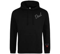 Dad Hoodie Personalised Embroidered Dad Hoody with Initials, Daddy with Children's Initials on Sleeve, Birthday Present (UK, Alpha, XL, Regular, Regular, Black)