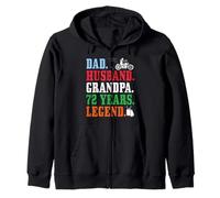 Dad Husband Grandpa 72nd Birthday Biker Legend 72 Years Old Zip Hoodie