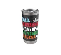 Dad Husband Grandpa 75th Birthday Biker Legend 75 Years Old Stainless Steel Insulated Tumbler