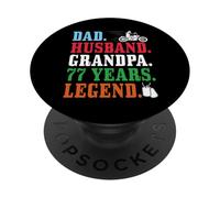 Dad Husband Grandpa 77th Birthday Biker Legend 77 Years Old PopSockets Adhesive PopGrip